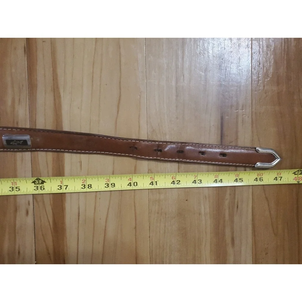 Vintage Greg Noman Brown Leather BELT Golf Shark Logo Conchos Men Size 40‎